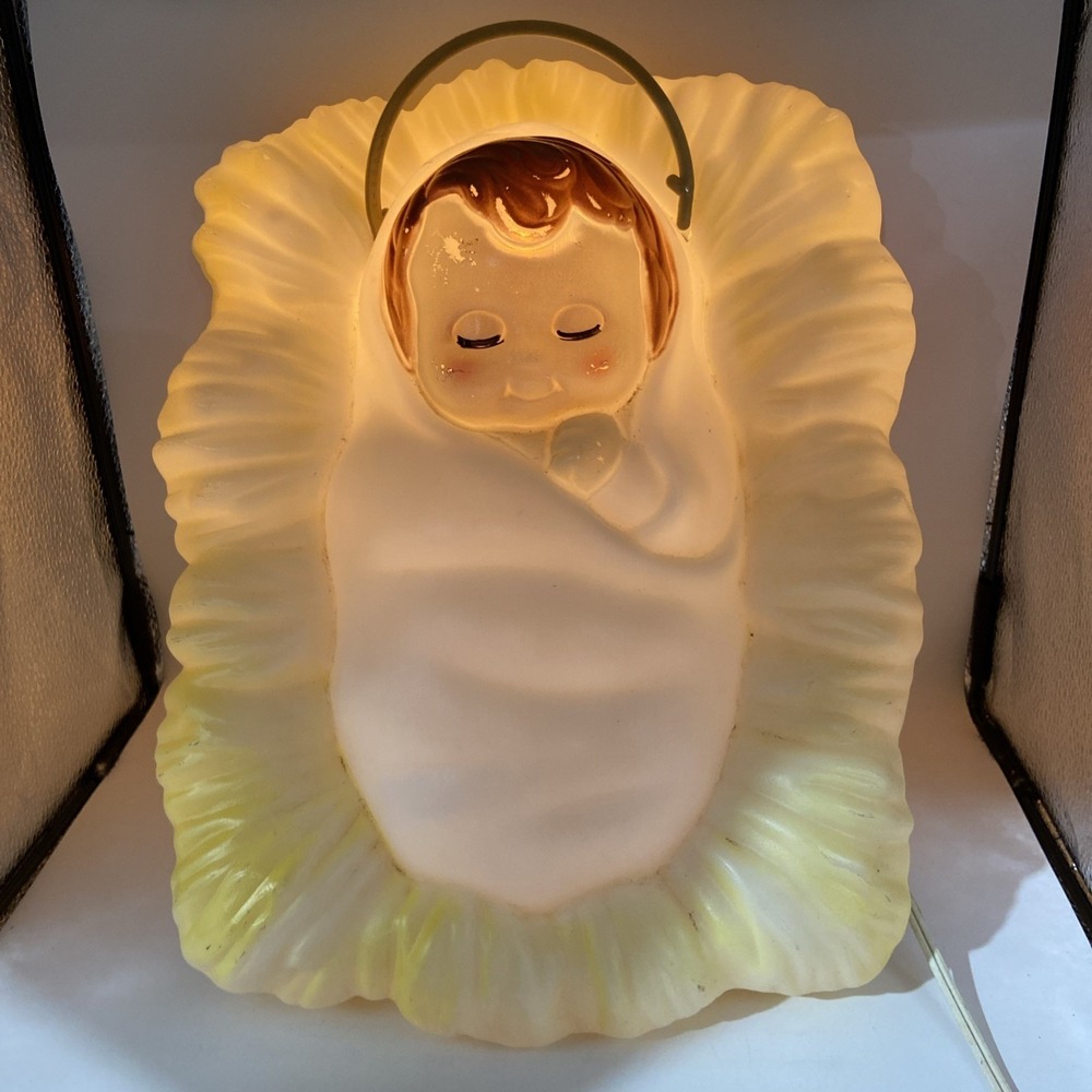 Vintage Empire 1995 Christmas Nativity Baby Jesus Blow Mold Light Works
